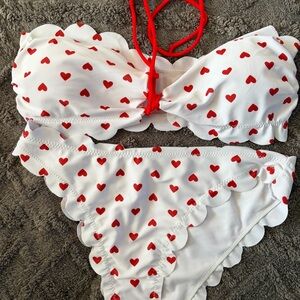 SHEIN White and Red Heart Bikini